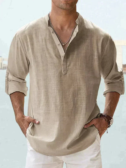 Men's Linen Button-Up Shirt for Summer Events