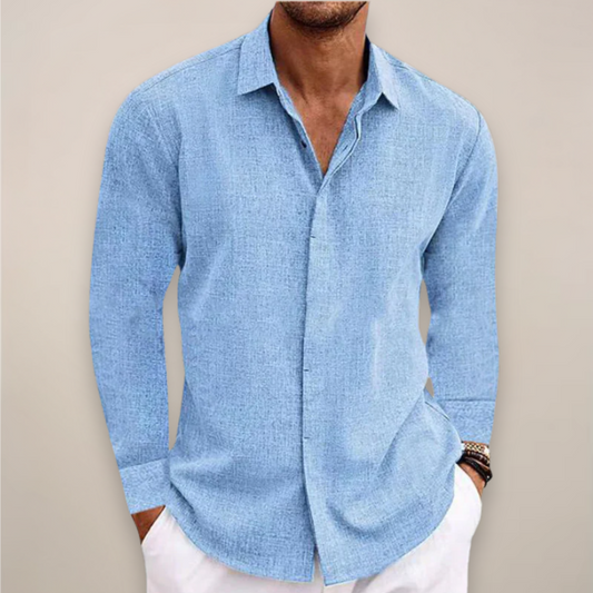 Men's Linen Long Sleeve Button-Up Shirt for Any Occasion
