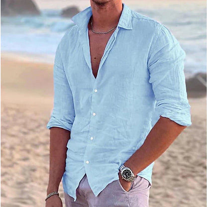 Men's Linen Long Sleeve Shirt for Spring & Summer Wear