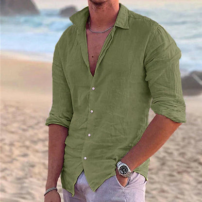 Men's Linen Long Sleeve Shirt for Spring & Summer Wear
