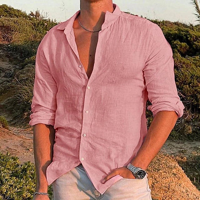 Men's Linen Long Sleeve Shirt for Spring & Summer Wear