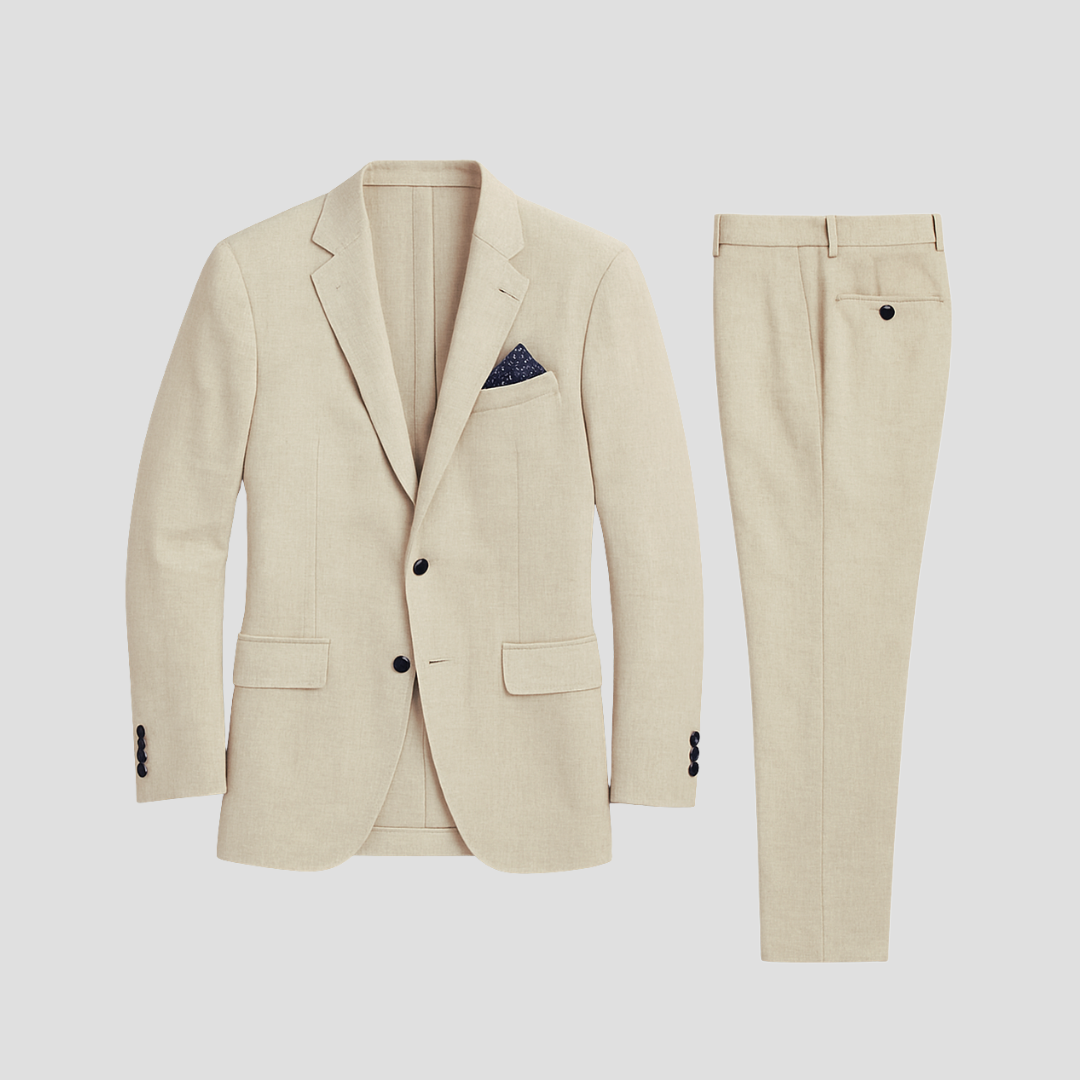 Men's Linen Summer Suit - Stylish Two-Piece for Sophisticated Events