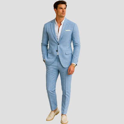Men's Linen Summer Suit - Stylish Two-Piece for Sophisticated Events