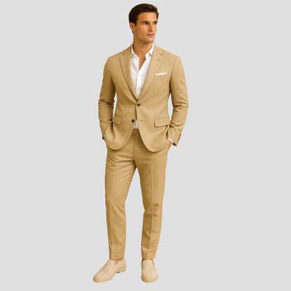 Men's Linen Summer Suit - Stylish Two-Piece for Sophisticated Events