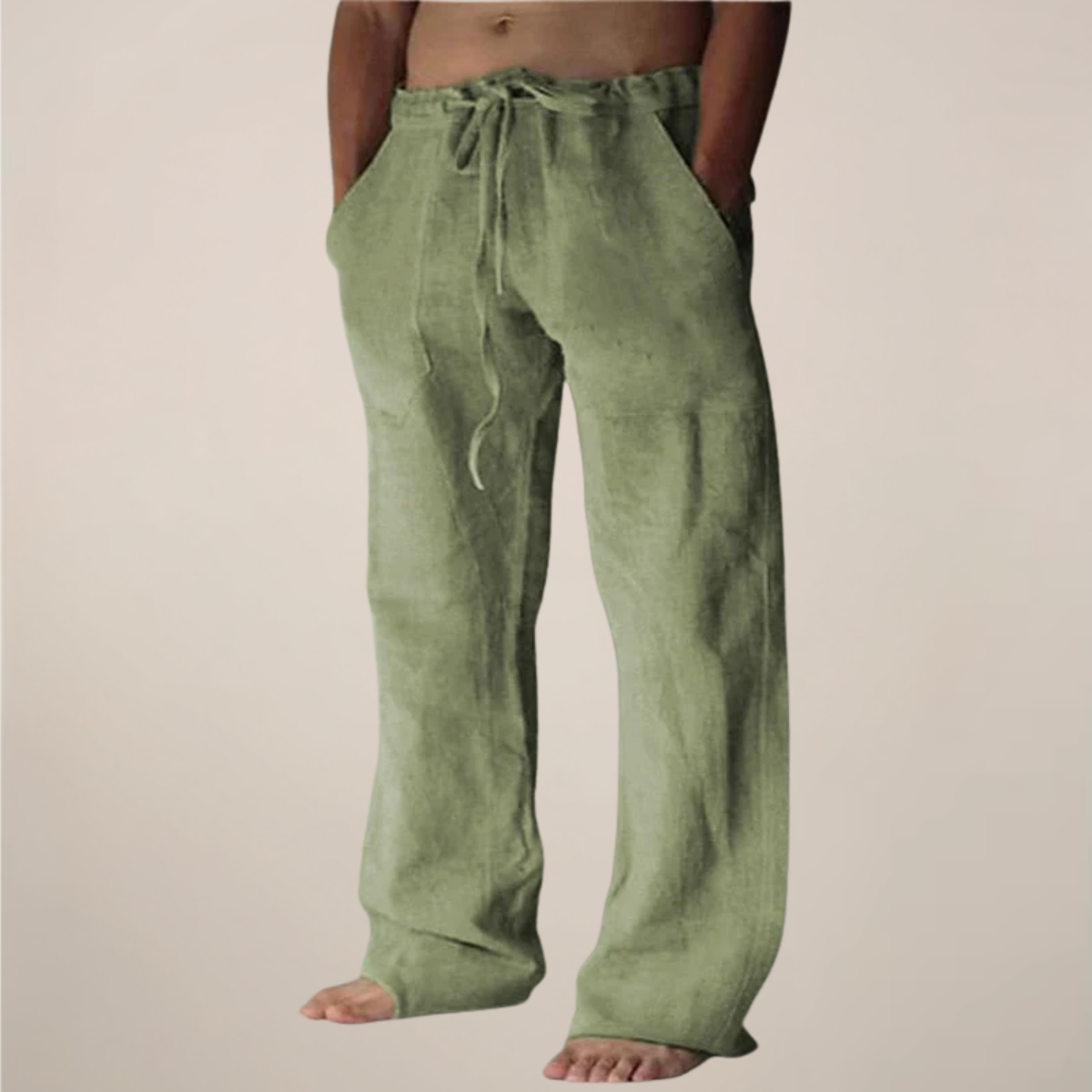 Men's Linen Wide Leg Trousers for Summer Outings
