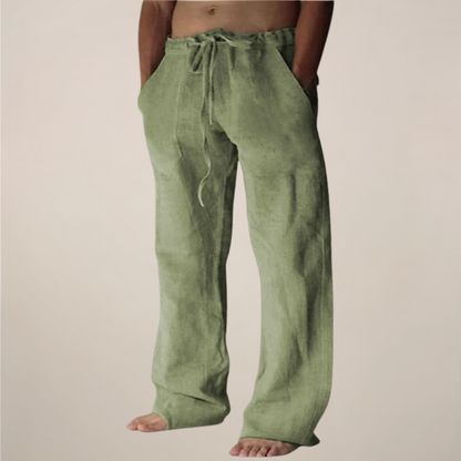 Men's Linen Wide Leg Trousers for Summer Outings