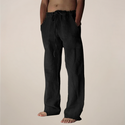Men's Linen Wide Leg Trousers for Summer Outings