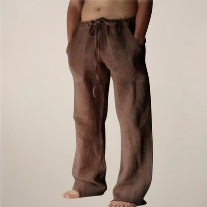 Men's Linen Wide Leg Trousers for Summer Outings