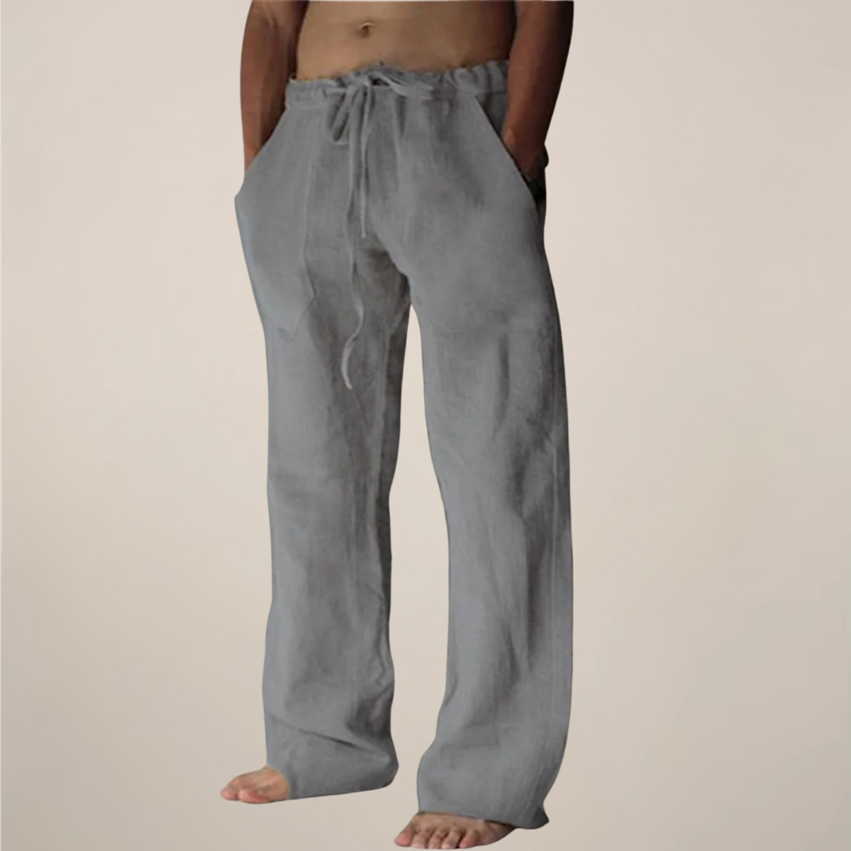 Men's Linen Wide Leg Trousers for Summer Outings