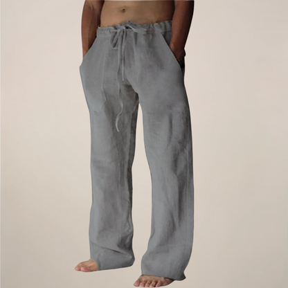 Men's Linen Wide Leg Trousers for Summer Outings