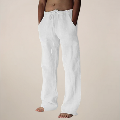 Men's Linen Wide Leg Trousers for Summer Outings