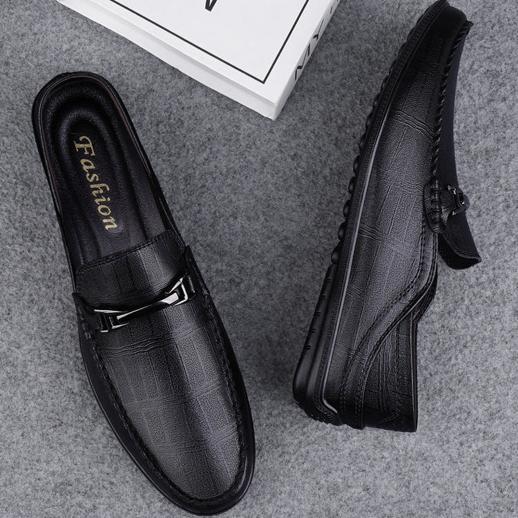 Men's Loafers | Check Pattern & Metal Buckle Slip-On