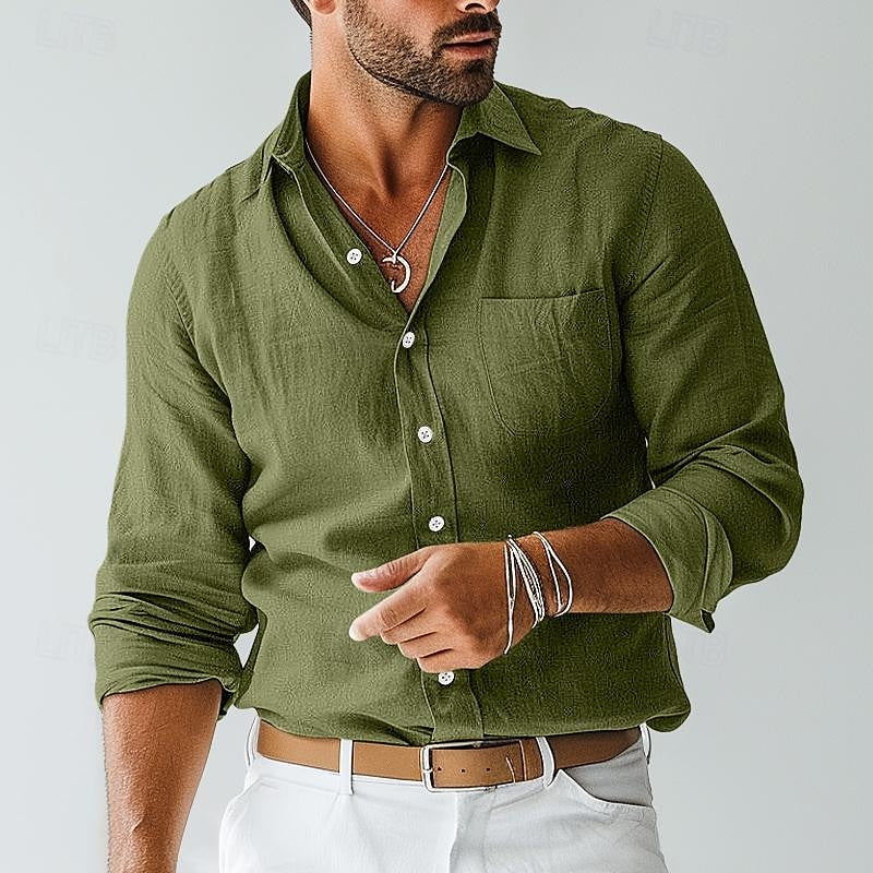 Men’s Long Sleeve Cotton Shirt – Ideal for Summer Gatherings