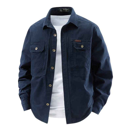 Men's Long Sleeve Polo | Button-Front & Dual-Pocket
