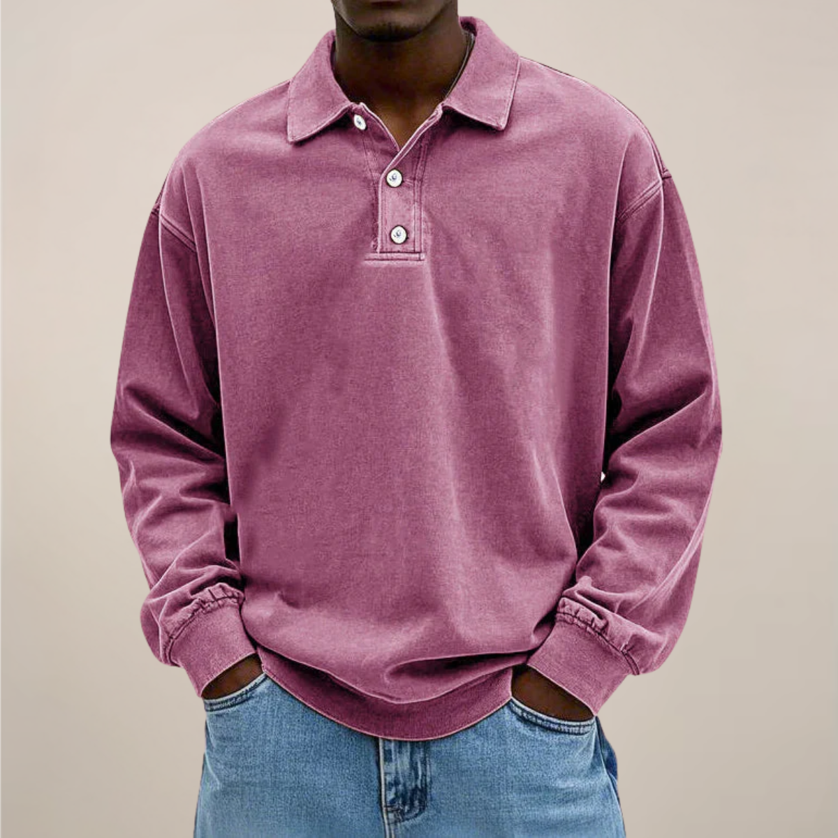 Men's Long Sleeve Polo Shirt - Stylish Cotton Blend for Any Occasion
