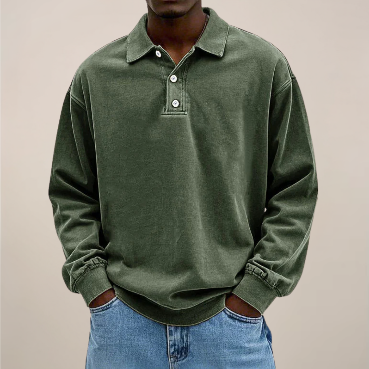 Men's Long Sleeve Polo Shirt - Stylish Cotton Blend for Any Occasion