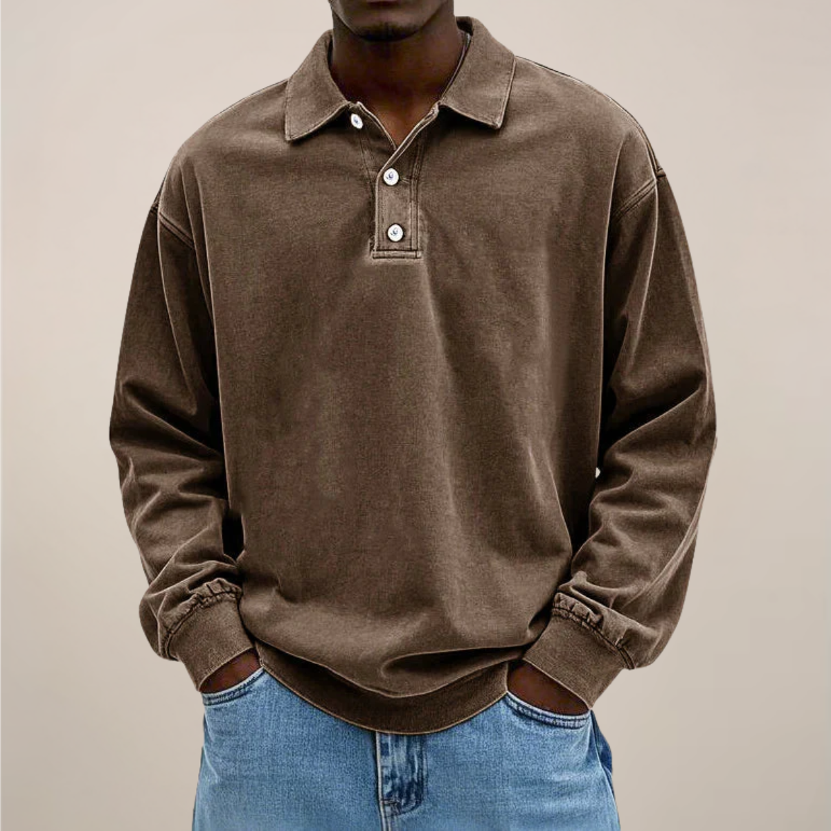 Men's Long Sleeve Polo Shirt - Stylish Cotton Blend for Any Occasion