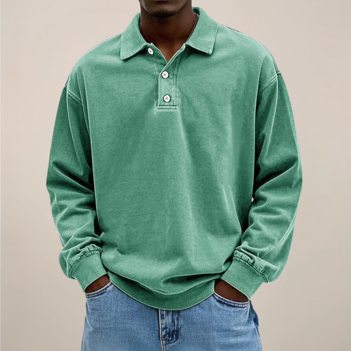 Men's Long Sleeve Polo Shirt - Stylish Cotton Blend for Any Occasion