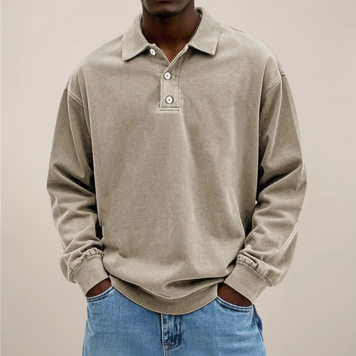 Men's Long Sleeve Polo Shirt - Stylish Cotton Blend for Any Occasion