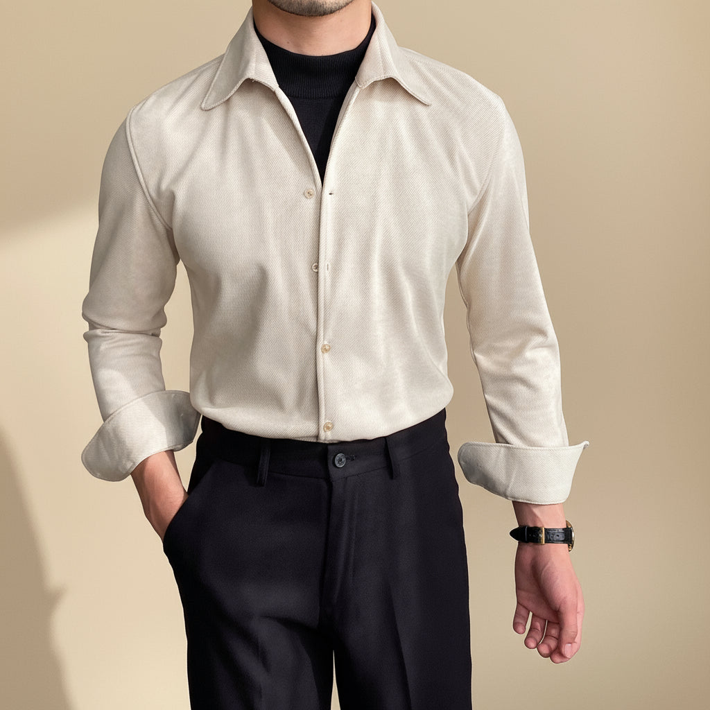 Men's Long Sleeve Shirt - Modern Slim Fit for Any Occasion