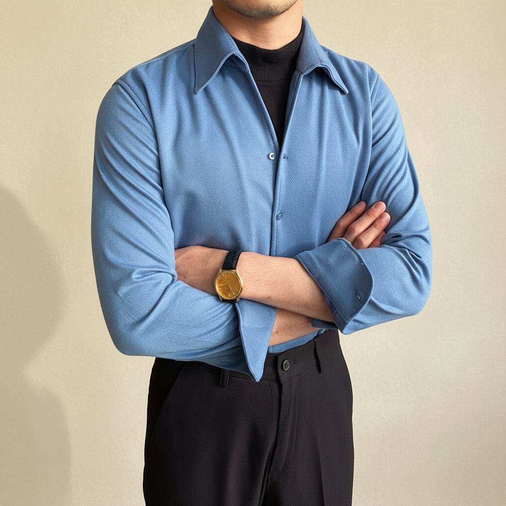 Men's Long Sleeve Shirt - Modern Slim Fit for Any Occasion