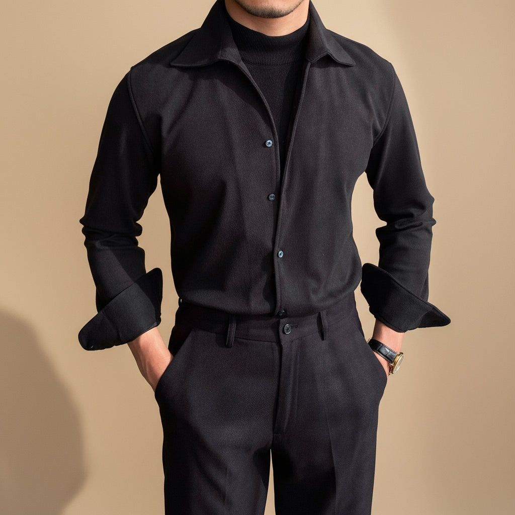 Men's Long Sleeve Shirt - Modern Slim Fit for Any Occasion