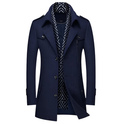 Men's Military-Style Longline Overcoat for Any Occasion