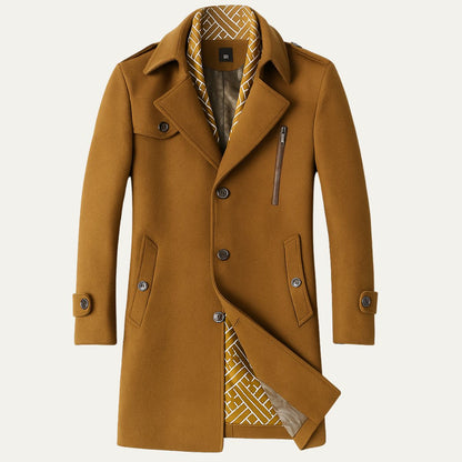 Men's Military-Style Longline Overcoat for Any Occasion
