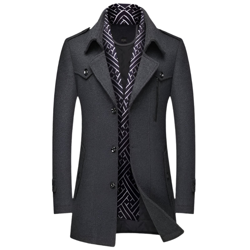 Men's Military-Style Longline Overcoat for Any Occasion