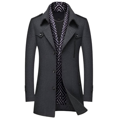 Men's Military-Style Longline Overcoat for Any Occasion