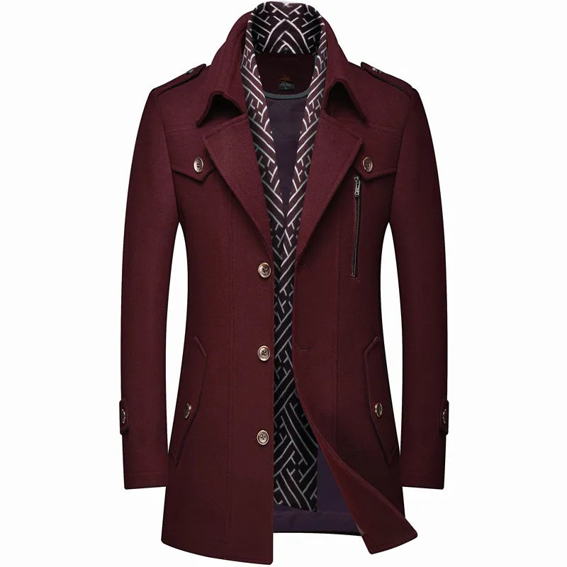 Men's Military-Style Longline Overcoat for Any Occasion