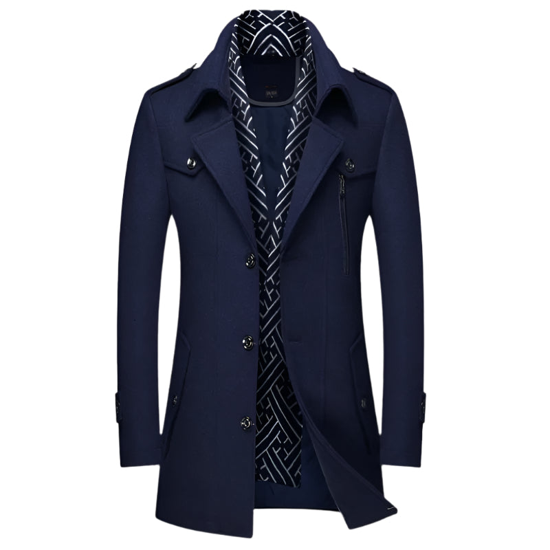 Men's Military-Style Longline Overcoat for Any Occasion