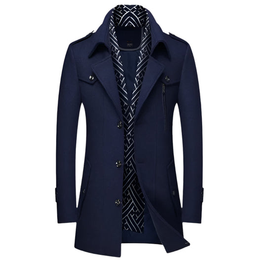 Men's Military-Style Longline Overcoat for Any Occasion