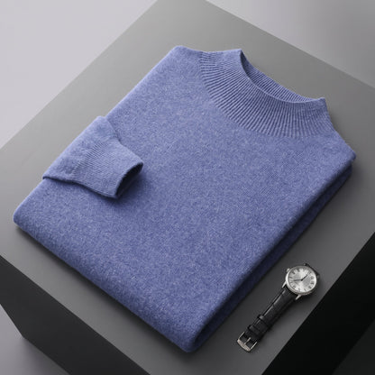 Men's Mock Neck Jumper Ribbed Tailored Fit Pullover