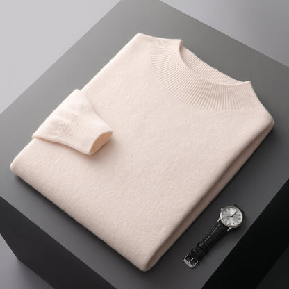 Men's Mock Neck Jumper Ribbed Tailored Fit Pullover