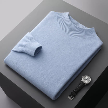 Men's Mock Neck Jumper Ribbed Tailored Fit Pullover