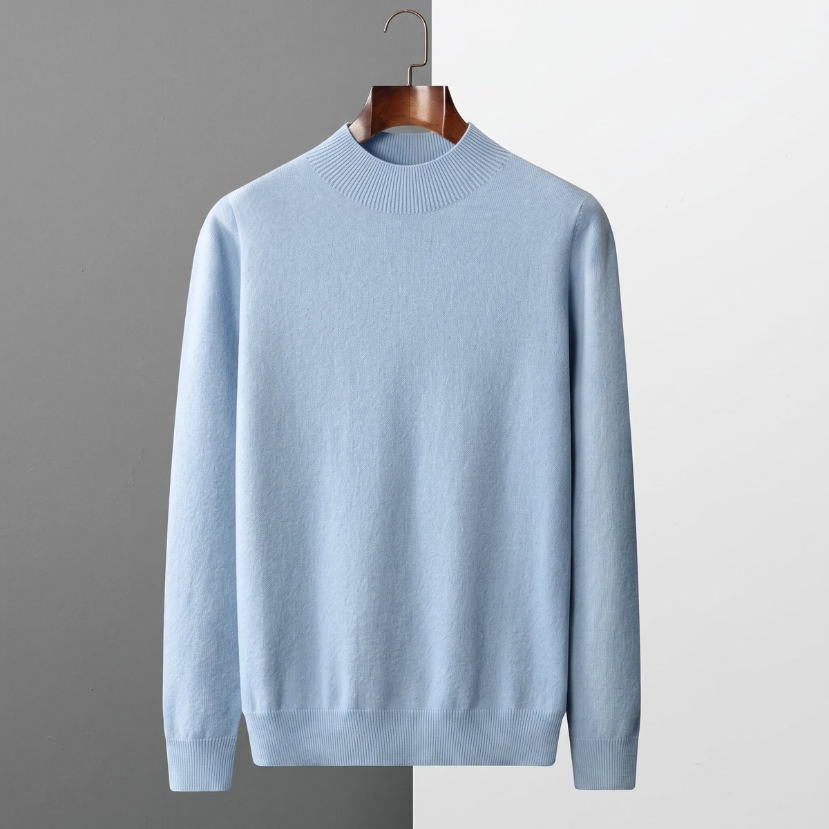Men's Mock Neck Jumper Ribbed Tailored Fit Pullover