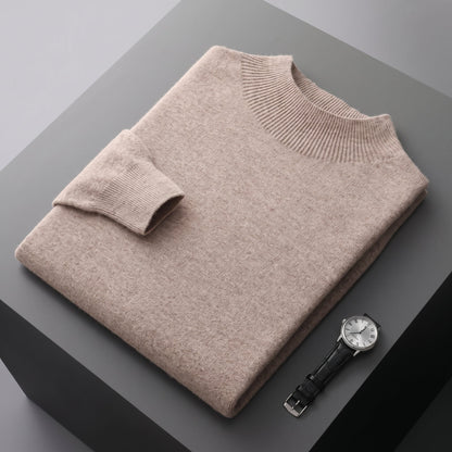 Men's Mock Neck Jumper Ribbed Tailored Fit Pullover