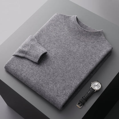 Men's Mock Neck Jumper Ribbed Tailored Fit Pullover