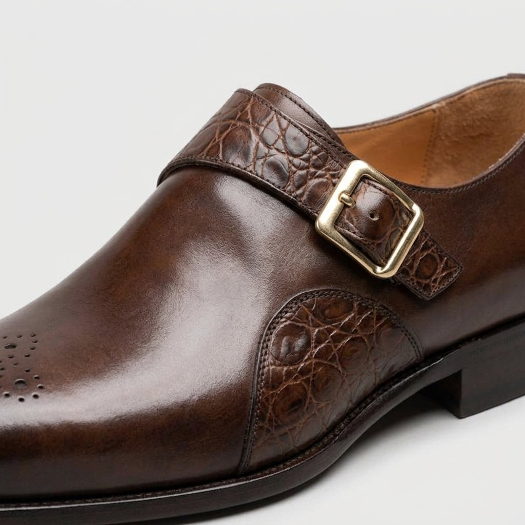 Men's Monk Strap Shoes Buckle Closure Smart Casual