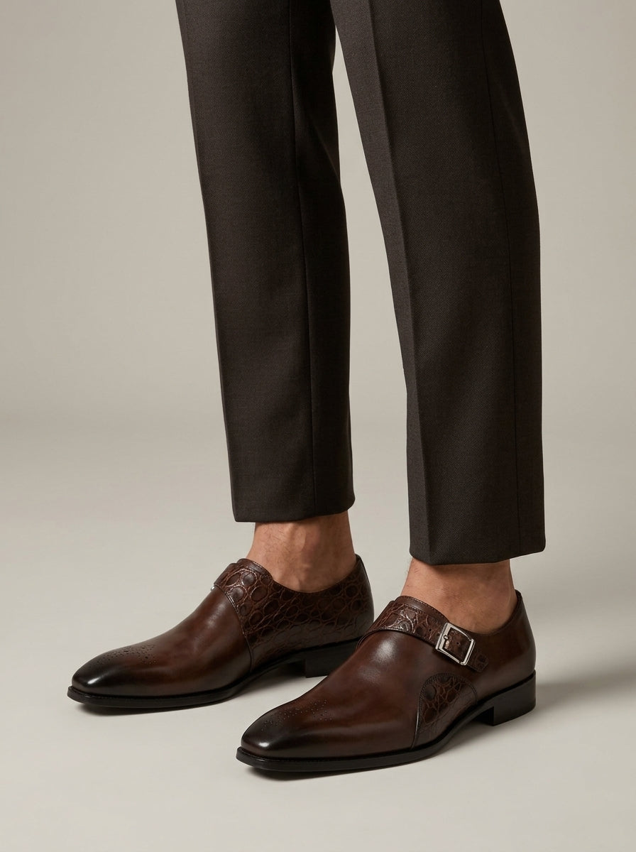 Men's Monk Strap Shoes Buckle Closure Smart Casual