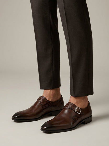 Men's Monk Strap Shoes Buckle Closure Smart Casual