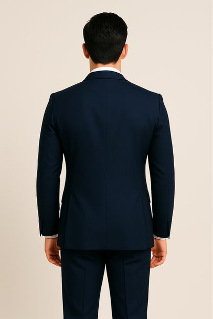 Men's Navy Three-Piece Suit for Special Occasions