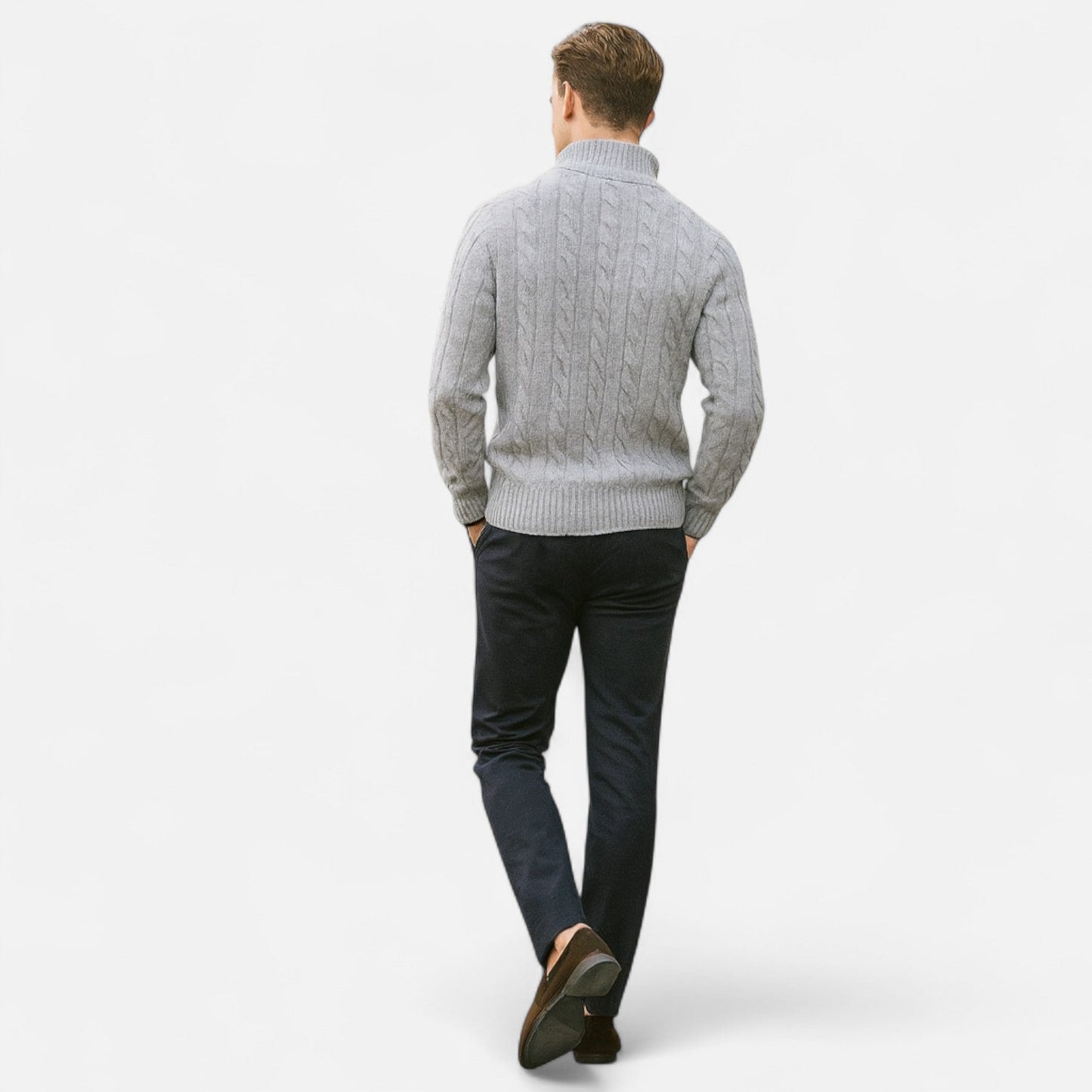 Men’s Open-Front Sweater with Stitch Detail – Ideal for Layering
