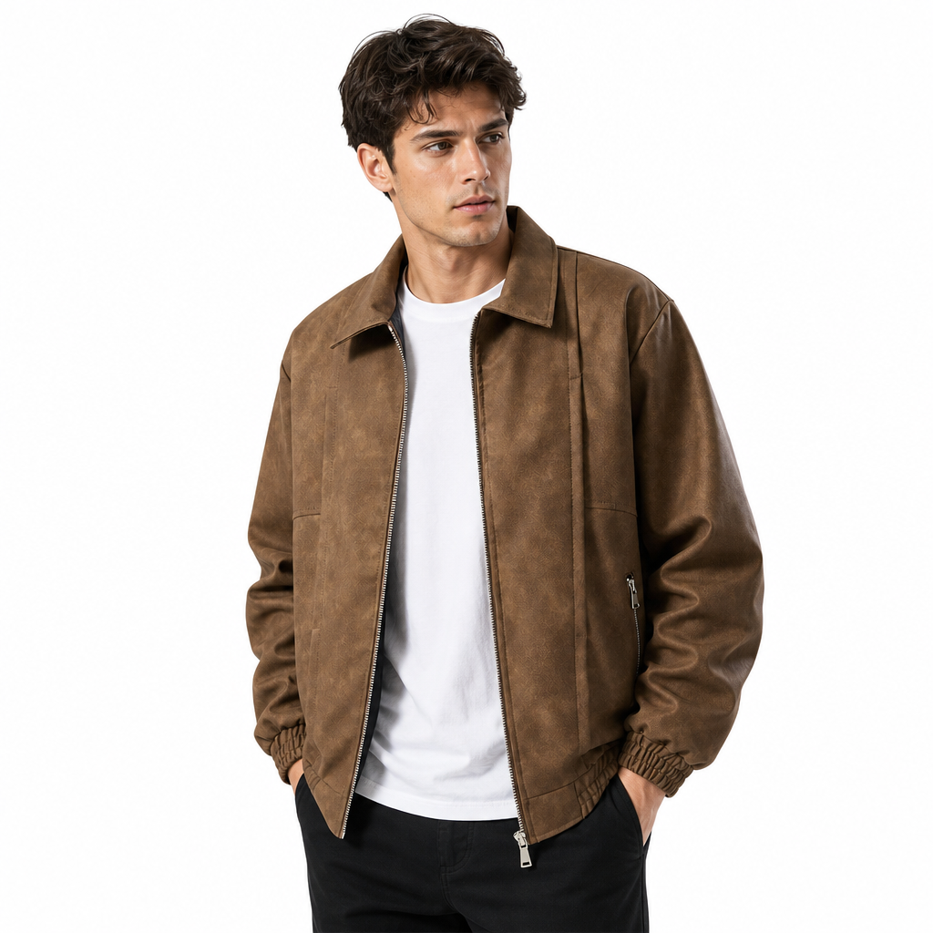 Men's Oversized Bomber Jacket | Zip Up & Elastic Cuff