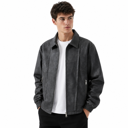 Men's Oversized Bomber Jacket | Zip Up & Elastic Cuff
