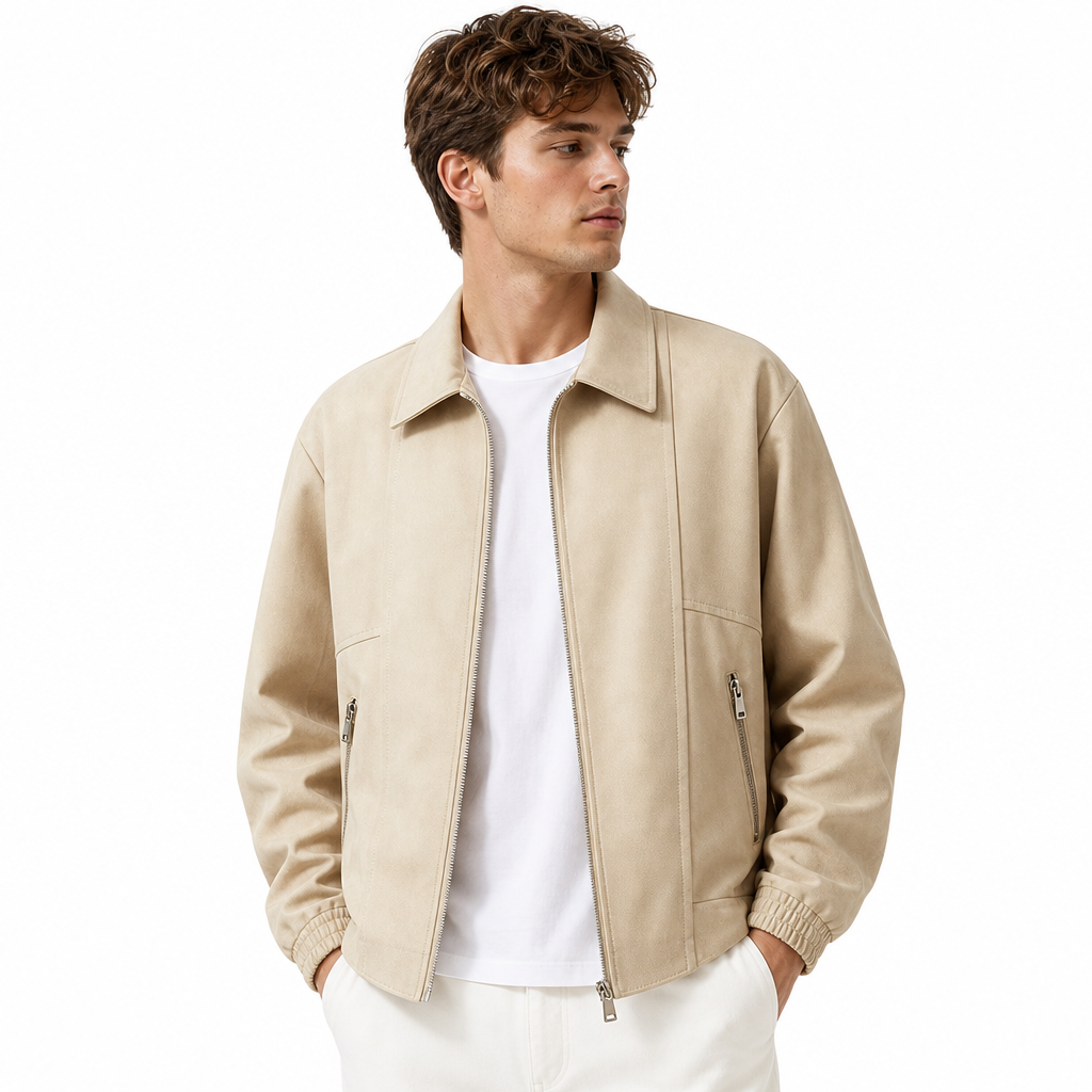Men's Oversized Bomber Jacket | Zip Up & Elastic Cuff