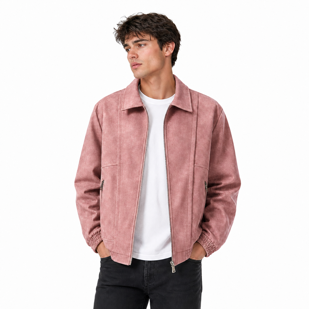 Men's Oversized Bomber Jacket | Zip Up & Elastic Cuff