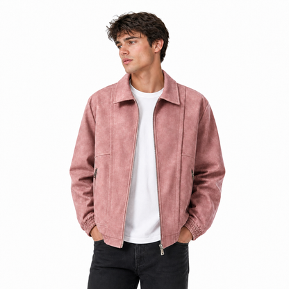Men's Oversized Bomber Jacket | Zip Up & Elastic Cuff
