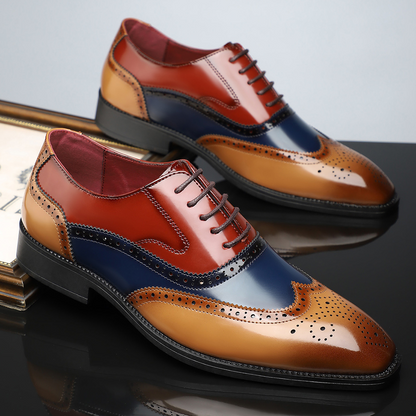 Men's Patent Brogue Dress Shoes – Stylish Wingtip Design for Formal Occasions